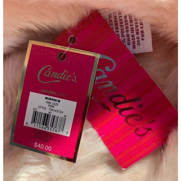 Kohls Candie’s Pink Furry Hat Scarf Muff Set - Picture 5 of 8